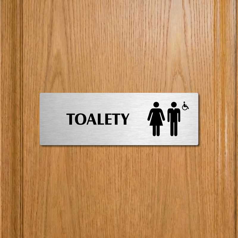 Toalety společné invalida, 200x66mm, stříbrná popiska s rámečkem
